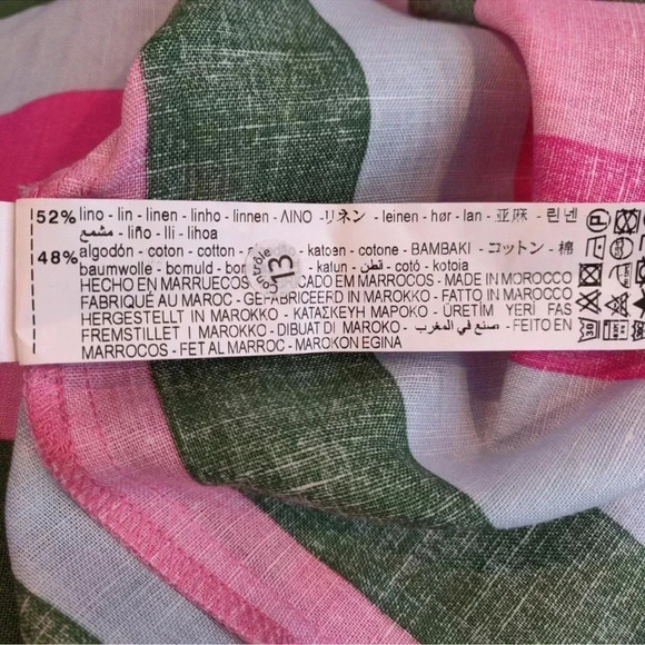 Zara Pink Green White Striped Linen Cotton Blend Zipper Mini Skirt Size XS - Picture 7 of 8